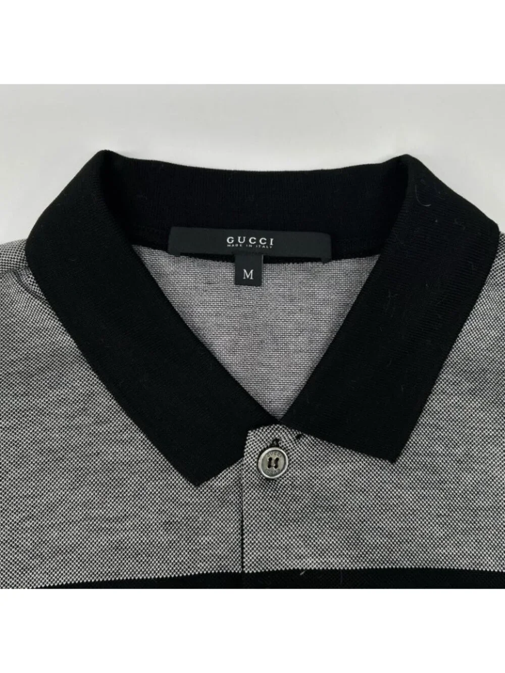 Gucci Black Cotton Flap Pocket Polo